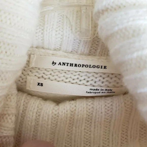 NWT by Anthropologie Short Sleeve Sweater Turtleneck Cream White Soft Size XS - Picture 5 of 11